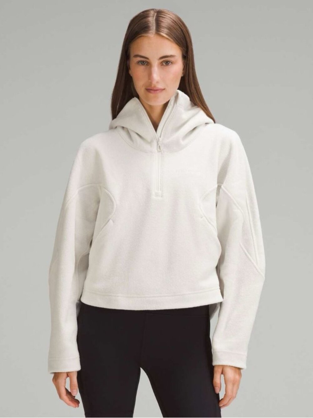 Lululemon Looped Terry Fleece Half-Zip Hoodie In Bone Size 14 Women’s EUC